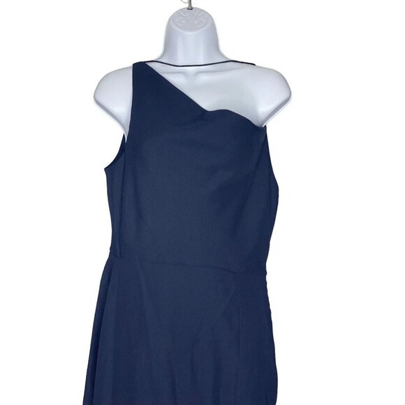 After‎ Six One-shoulder Draped Cowl-neck Maxi Dress In Midnight Navy Size 8 - Picture 3 of 11